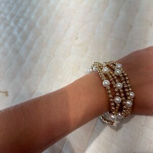 Elegant Gold and Pearl Bracelet stack